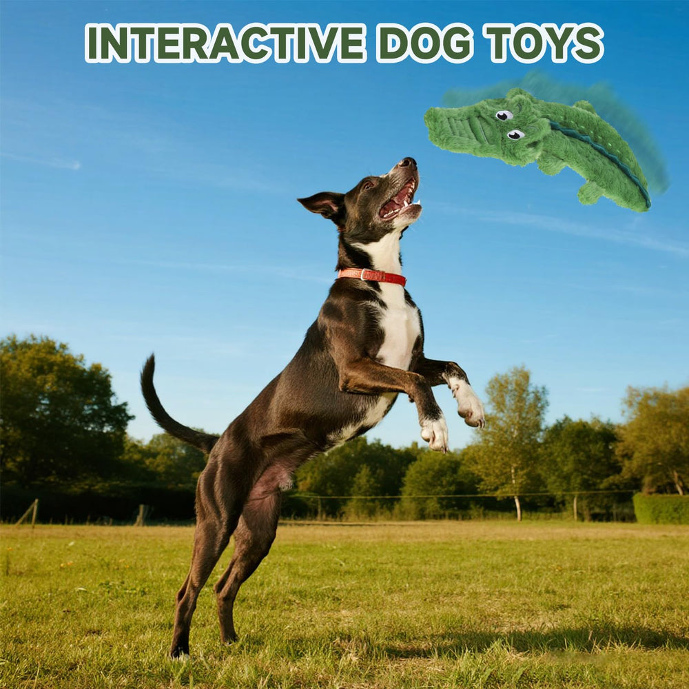 Mihachi No Stuffing Crinkle Crocodile Toy squeaker engages dogs during training