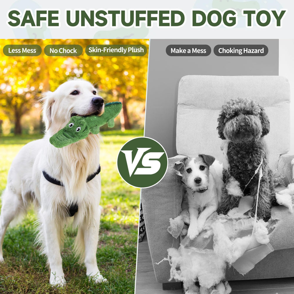 Mihachi No Stuffing Crinkle Crocodile Toy mess-free design keeps play tidy