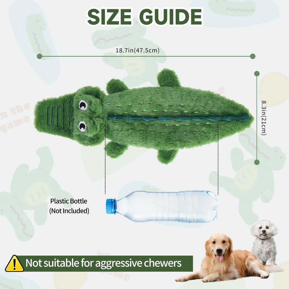 Mihachi No Stuffing Crinkle Crocodile Toy for puppies and adults durable plush