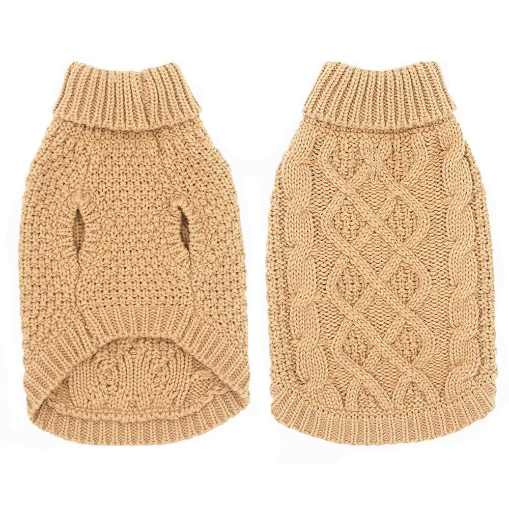 Mihachi Turtleneck Dog Sweater back view demonstrates fit and warmth for winter outings.