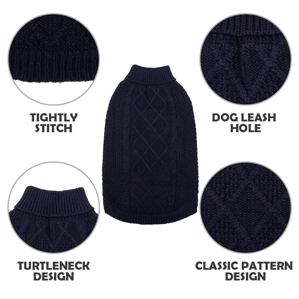 Mihachi cable-knit detail provides timeless style while keeping your pet warm