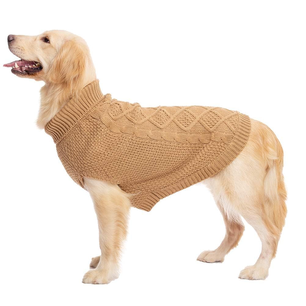 Mihachi Turtleneck Dog Sweater cable knit texture adds stylish warmth.