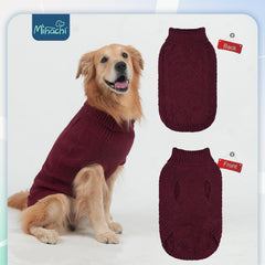 Mihachi turtleneck dog sweater knit-detail closeup, cable-knit texture and quality fabric.