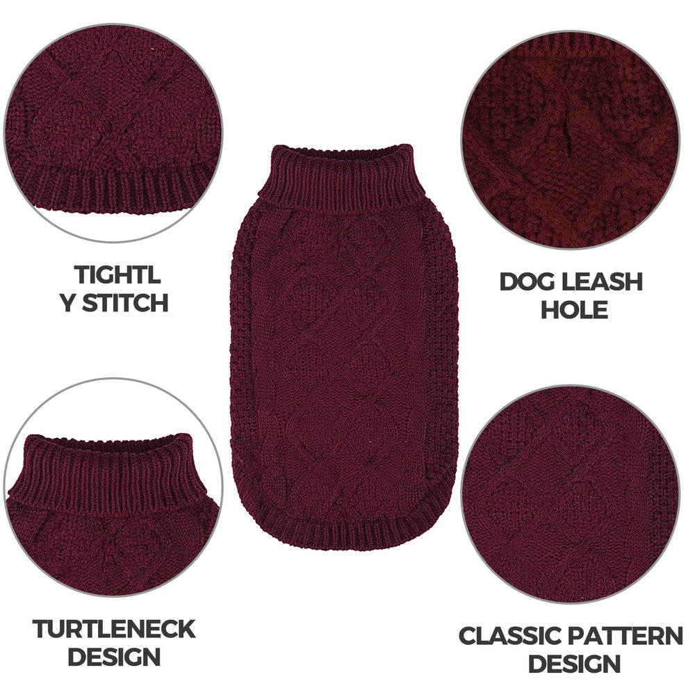 Mihachi turtleneck dog sweater leash-hole closeup, easy leash passthrough during walks.