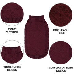 Mihachi turtleneck dog sweater leash-hole closeup, easy leash passthrough during walks.