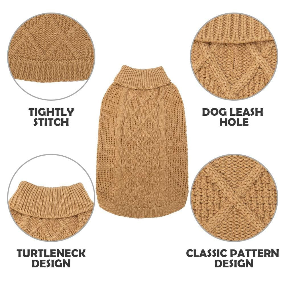 Mihachi Turtleneck Dog Sweater leash hole detail enables quick leash attachment.