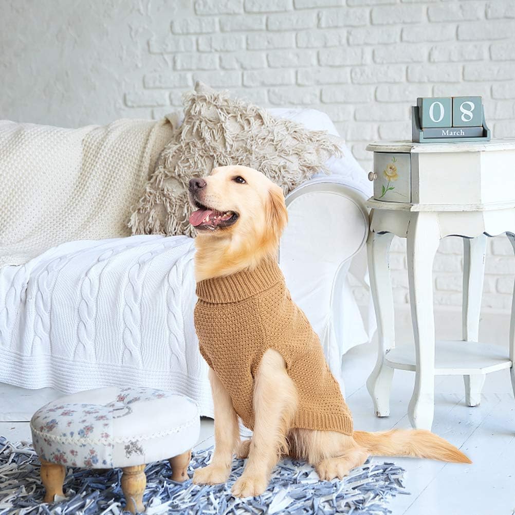 Mihachi Turtleneck Dog Sweater worn as a winter coat for cold days.