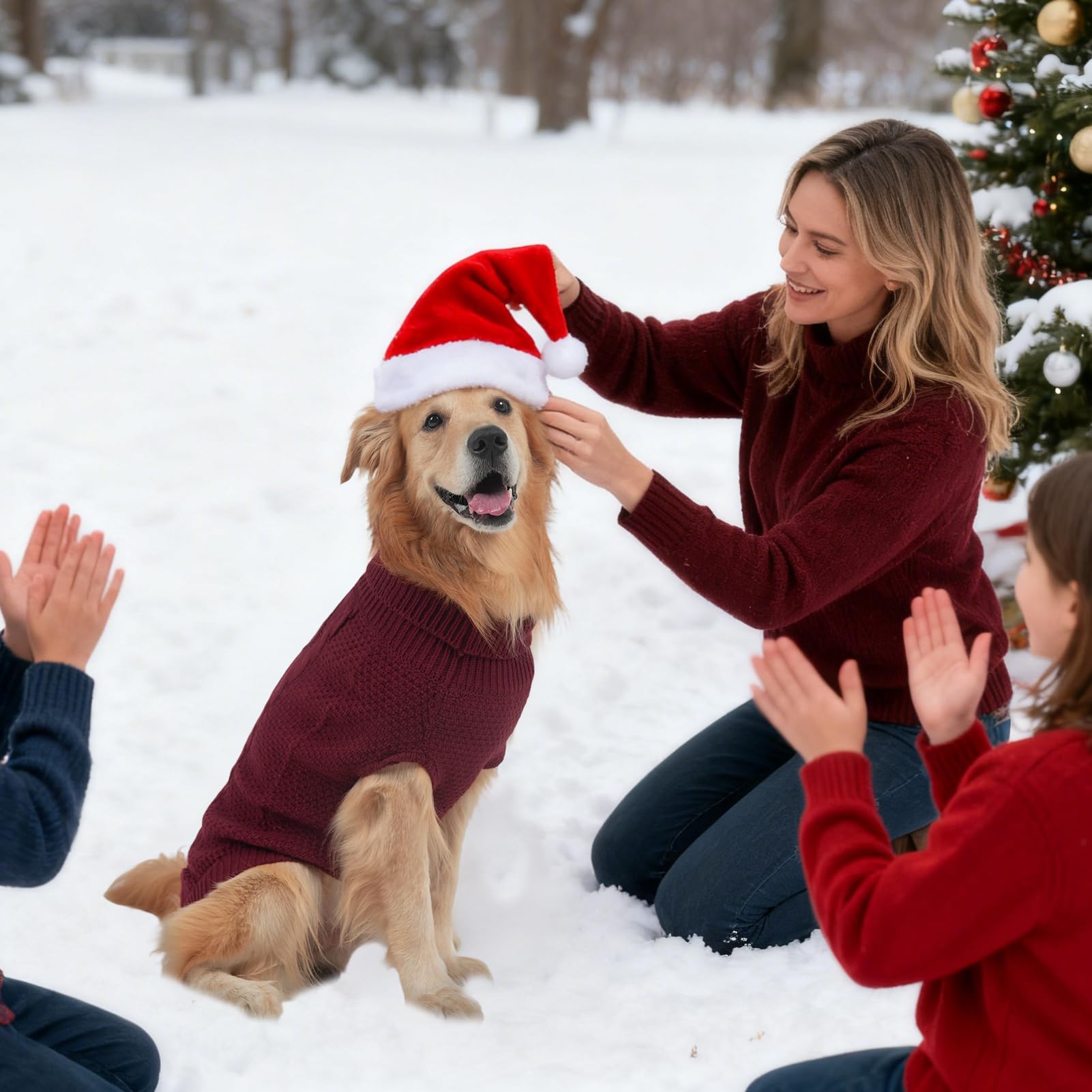 Mihachi turtleneck dog sweater winter-walk scenario, dog outdoor warmth.