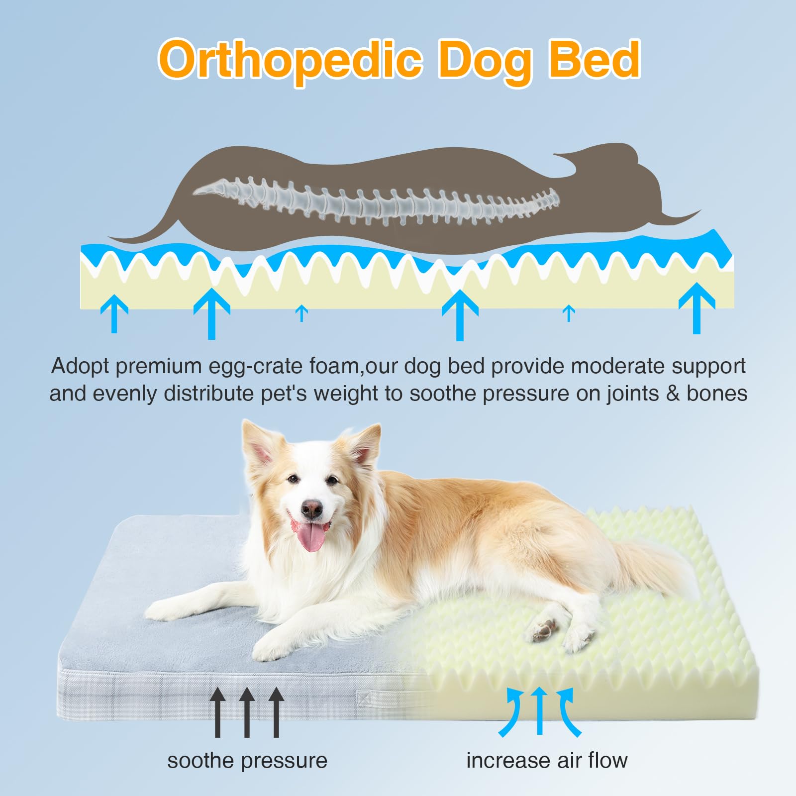 MIHIKK large dog bed with waterproof cover to keep cushions clean.
