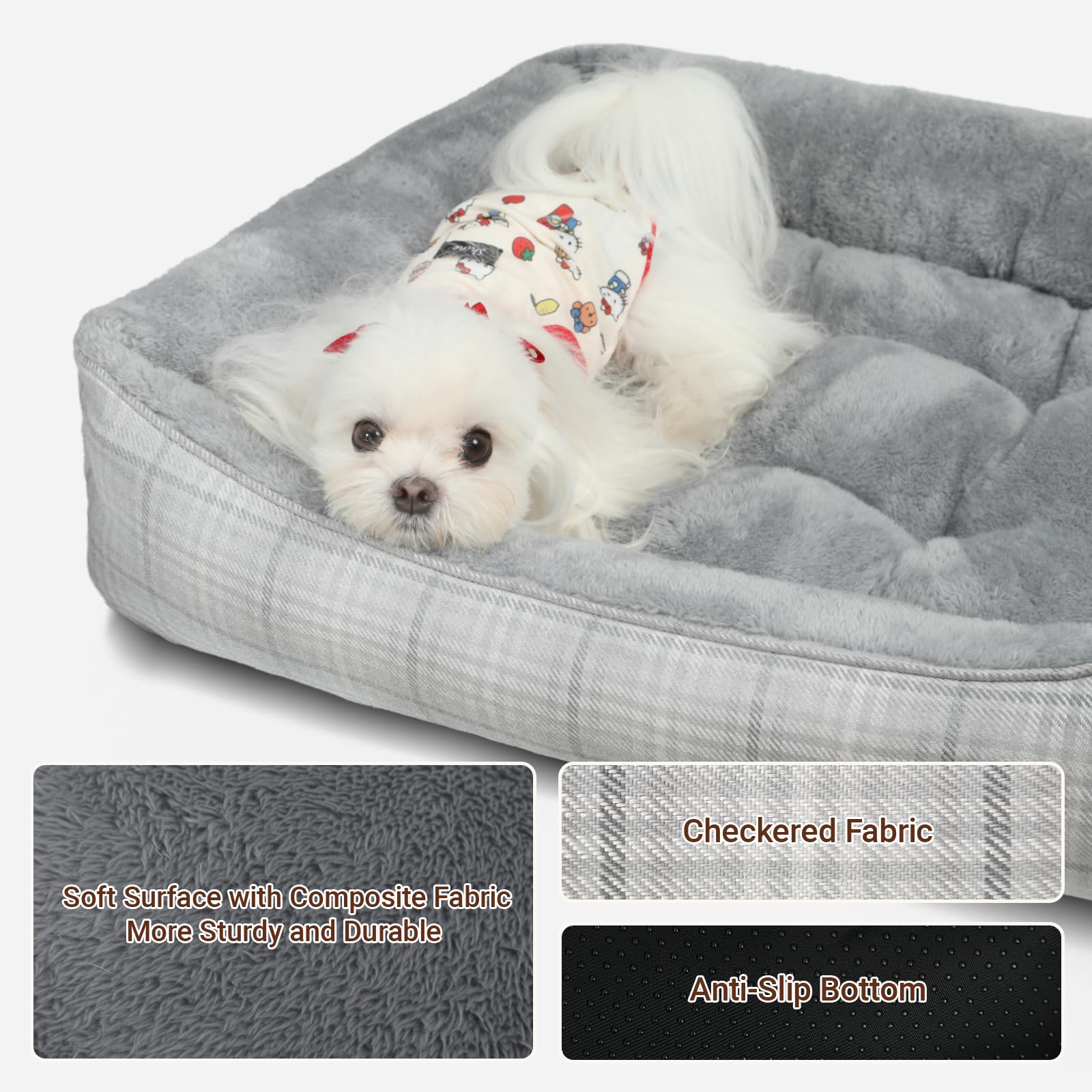 MIHIKK rectangle dog bed anti-slip bottom preventing sliding on floors.