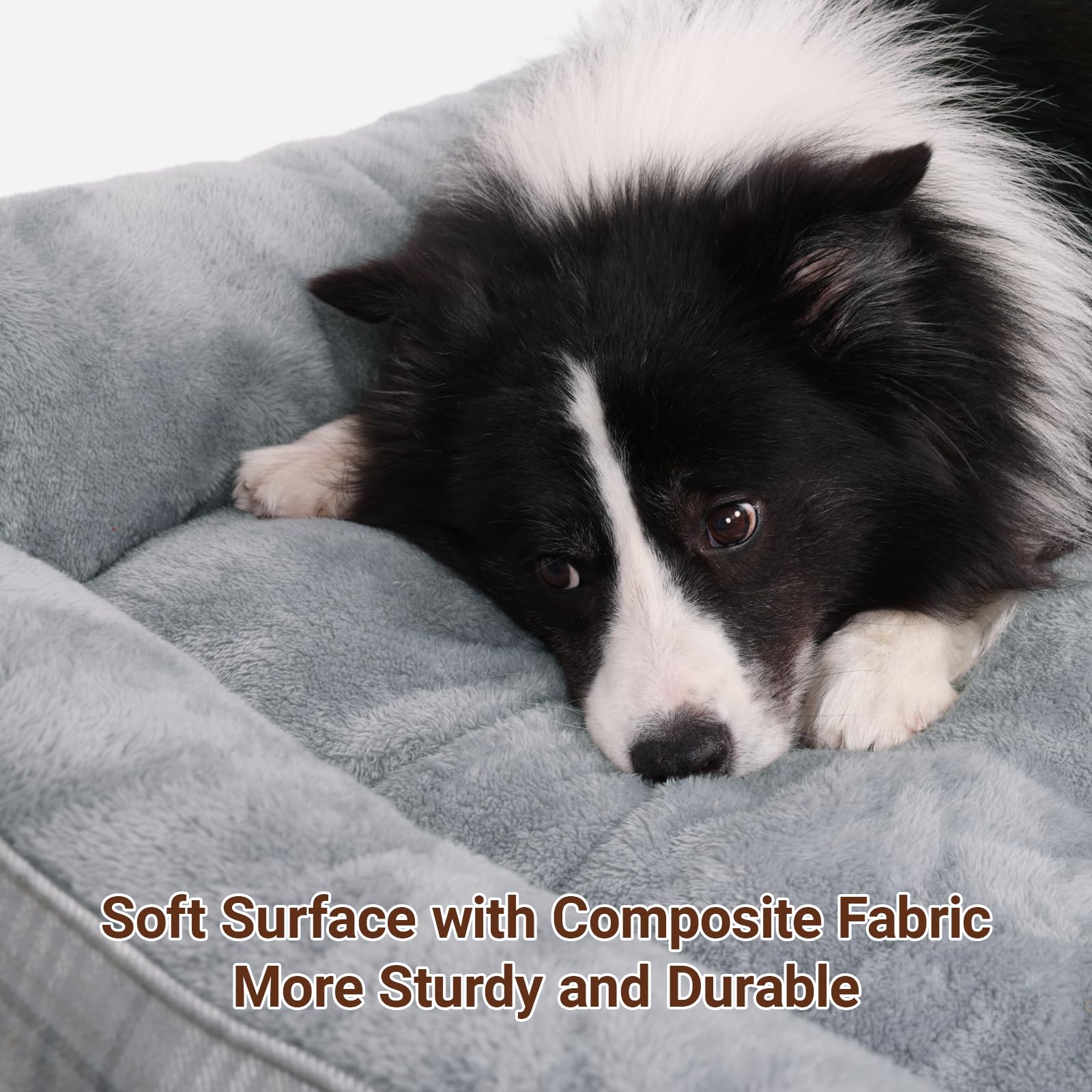 MIHIKK rectangle dog bed gray anti-slip bottom helps keep it in place.