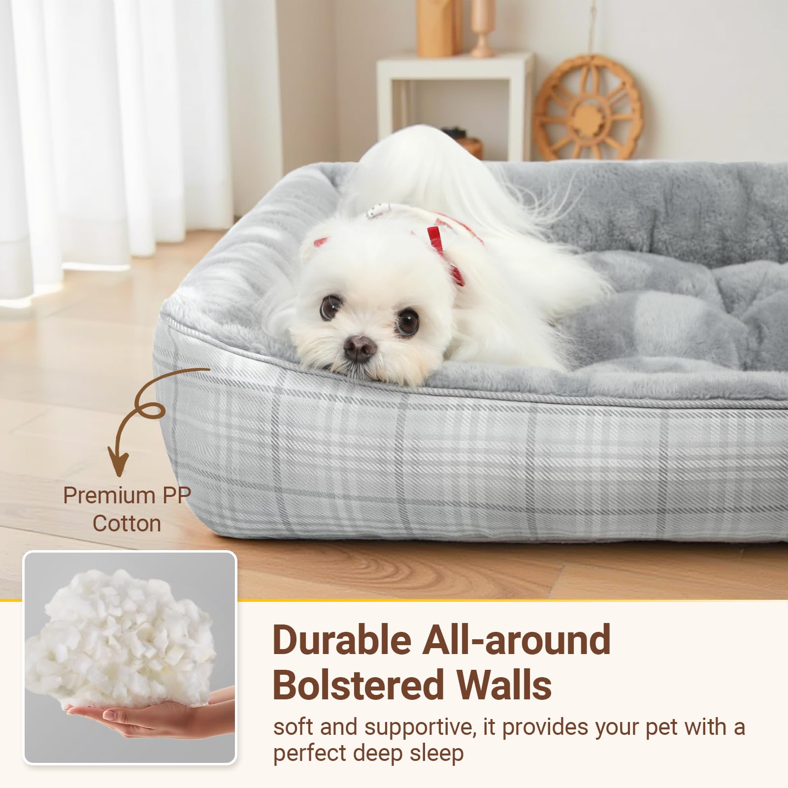 MIHIKK rectangle dog bed side view highlights space-saving design for couches