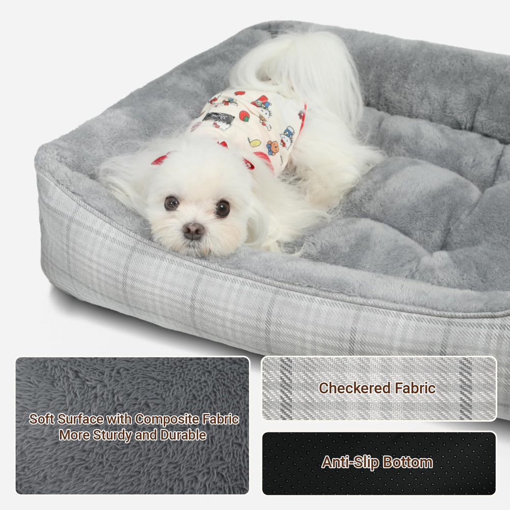 MIHIKK rectangle dog bed soft fabric closeup emphasizes plush comfort
