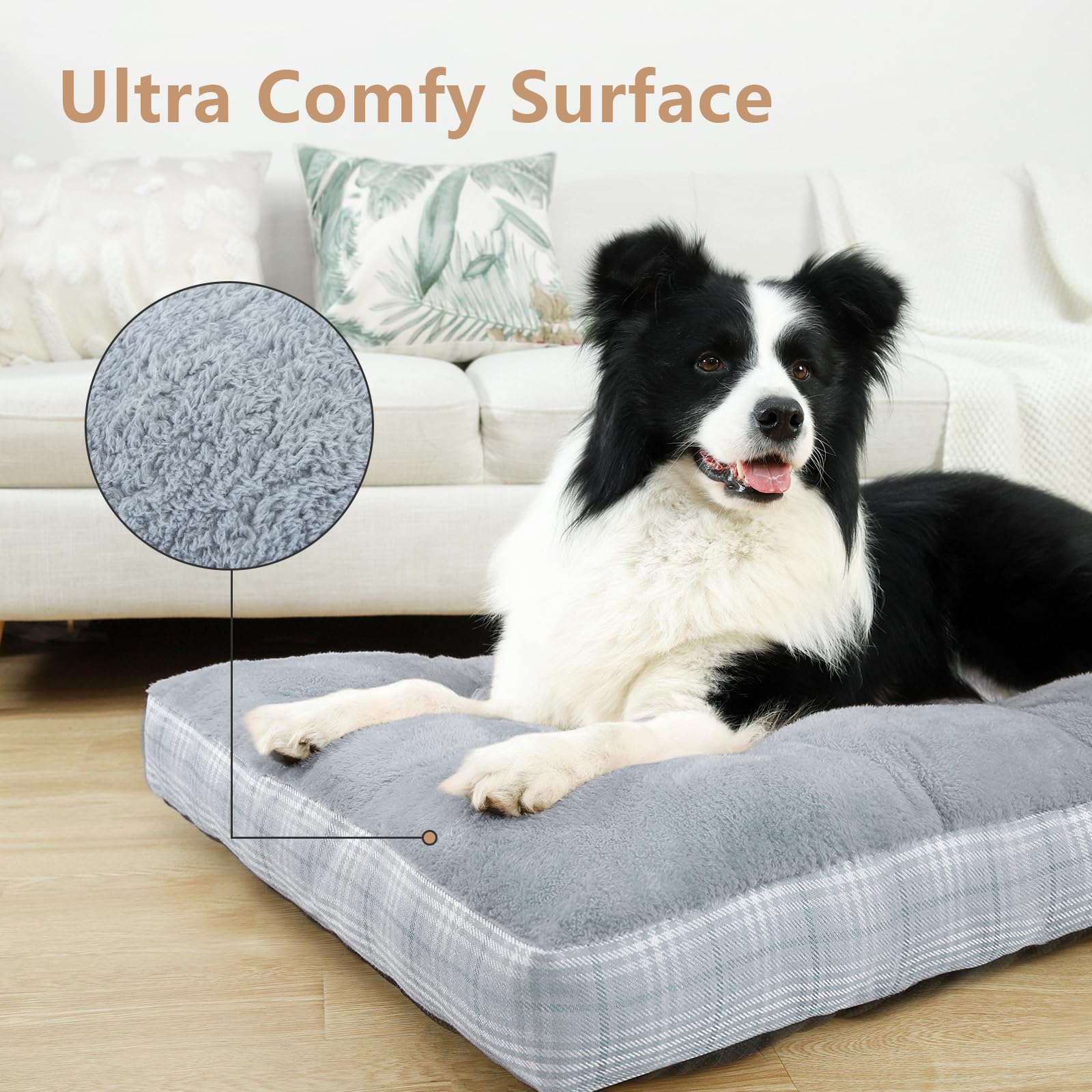 MIHIKK washable-xxl-dog-bed-plush-surface offers irresistibly soft year-round comfort.