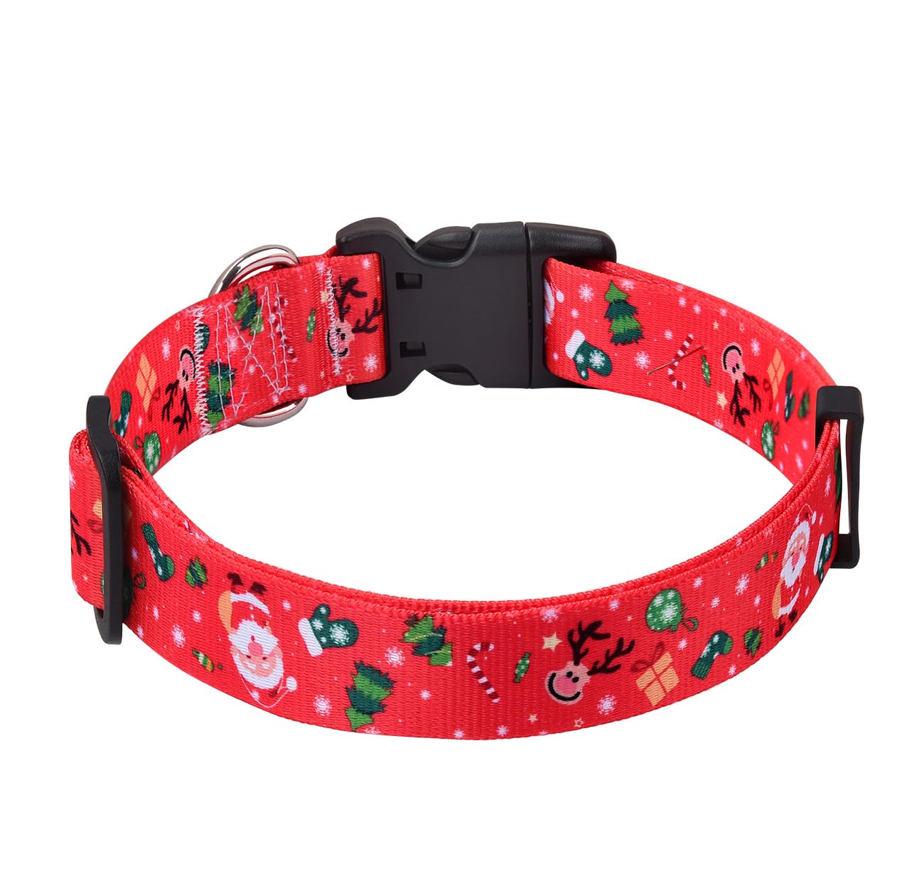 Mihqy Christmas dog collar worn on a dog demonstrates adjustable fit for comfort.