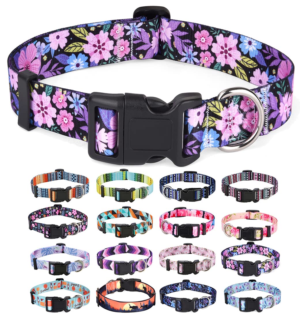 Mihqy dog collar with bohemia floral pattern on a dog for stylish walks