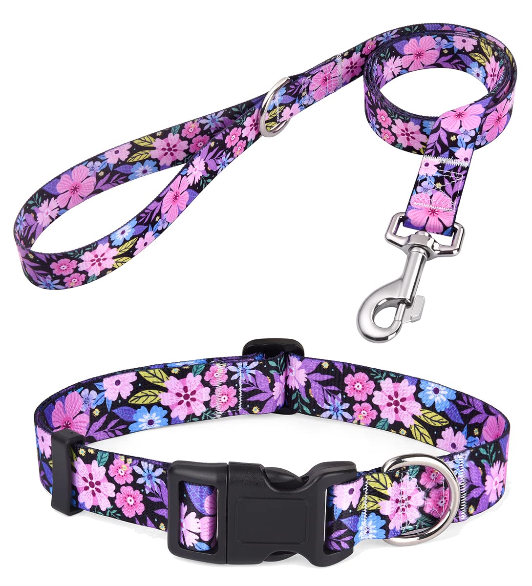 Mihqy dog collar pink floral bohemia closeup shows comfortable everyday wear