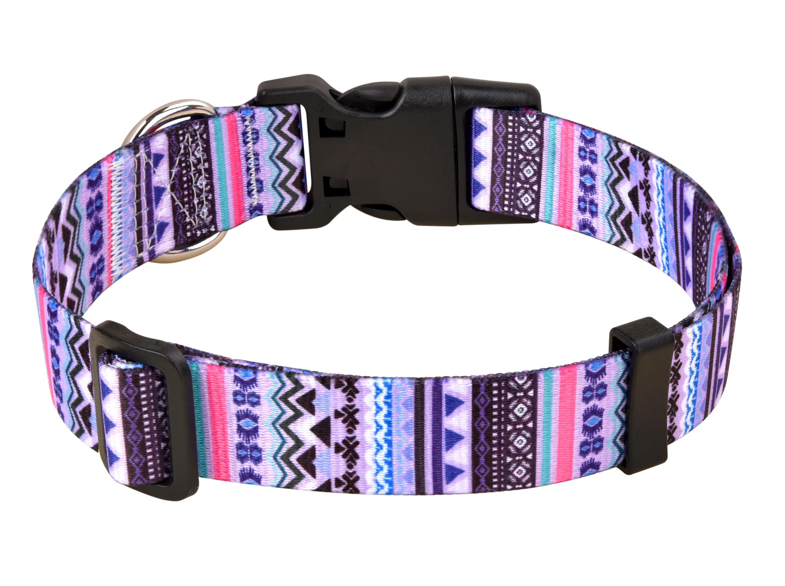 Mihqy dog collar featuring tribal geometric design for eye-catching park style.