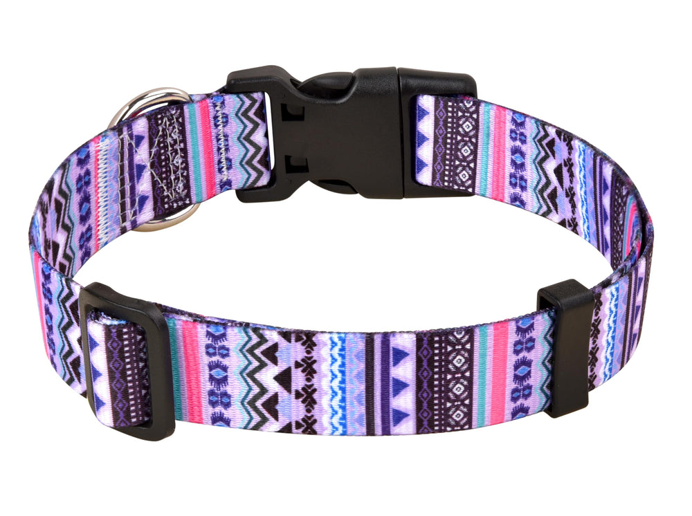 Mihqy dog collar featuring tribal geometric design for eye-catching park style.