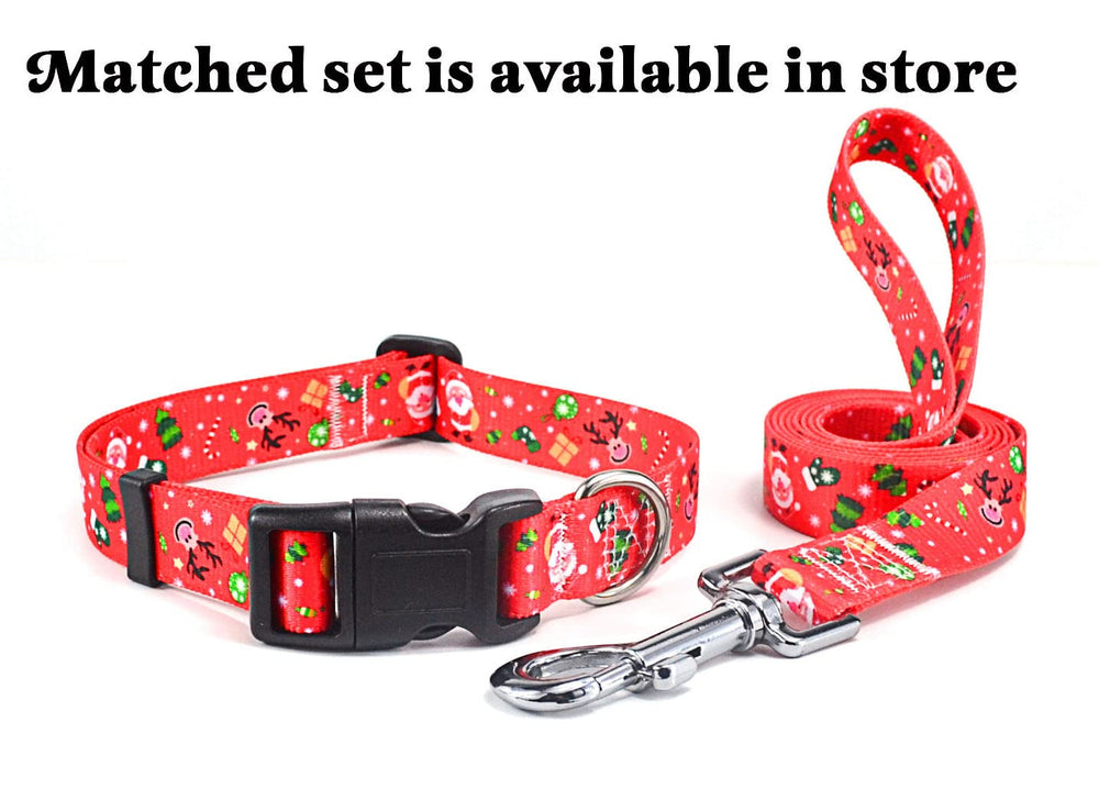 Mihqy Christmas dog collar and matching leash offer coordinated festive style.