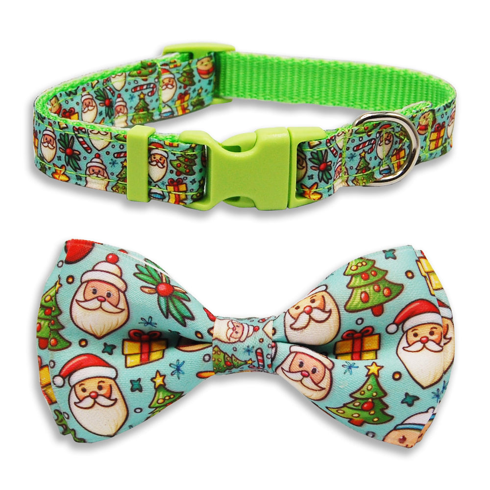 Miiemiu Christmas dog collar with bowtie for festive photos and daily wear.