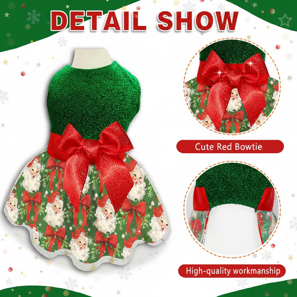Miiemiu Christmas Dog Dress Santa skirt print shines during family gatherings.
