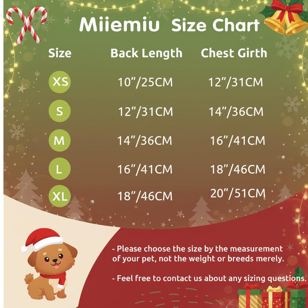 Miiemiu Christmas Dog Dress ideal for holiday photos and gift-worthy moments.