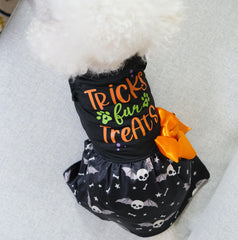 Miiemiu Skull-Bat Dog Skirt fabric closeup reveals soft cotton texture