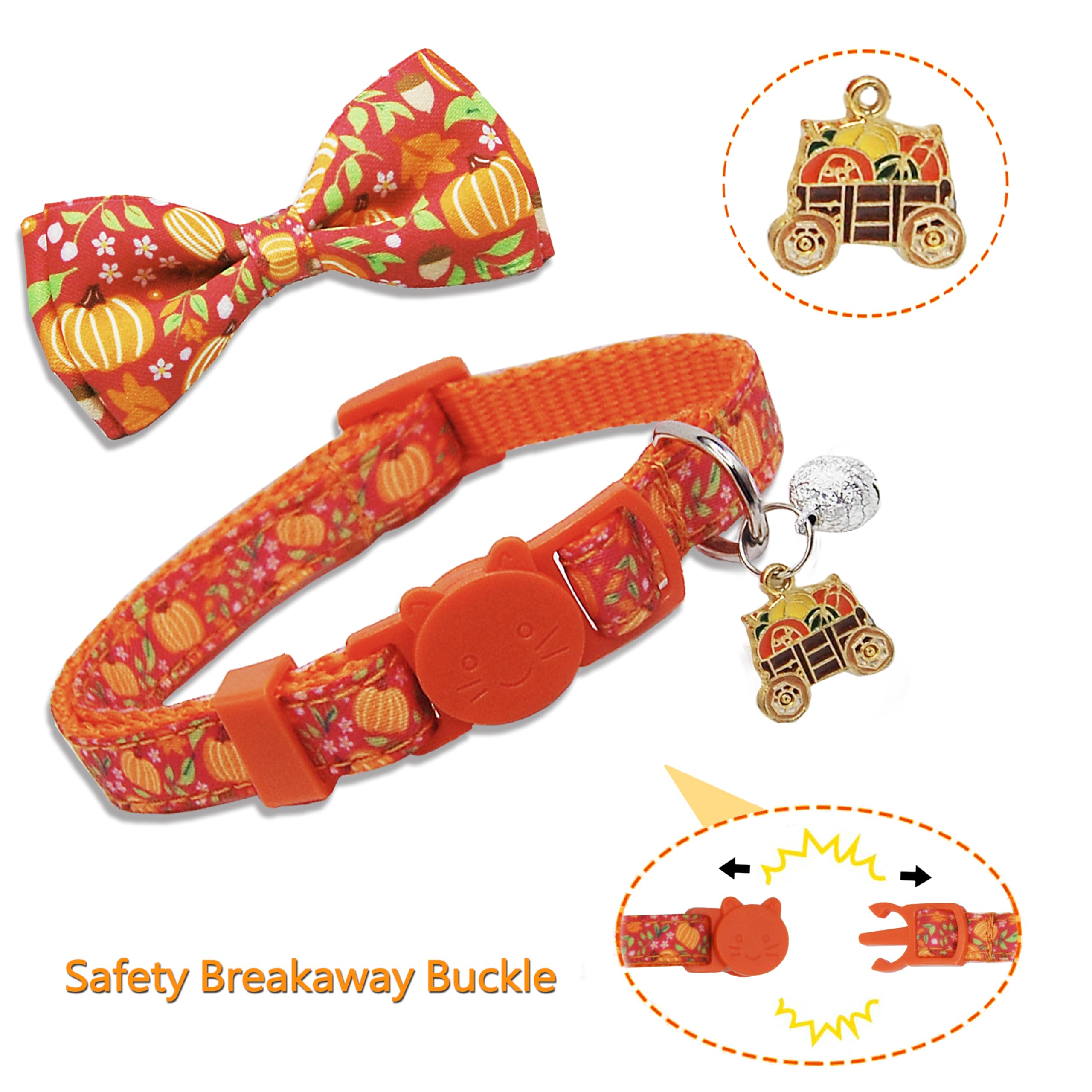 Miiemiu Thanksgiving cat collar pumpkin-patch pattern adds charming autumn style