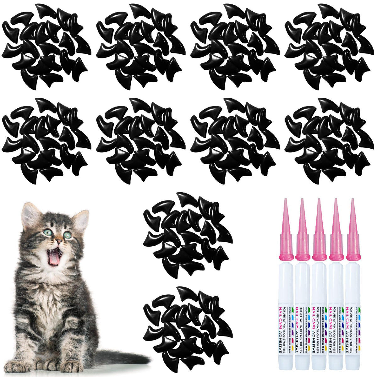 MiiOUU cat nail caps in black packaging for easy home application.