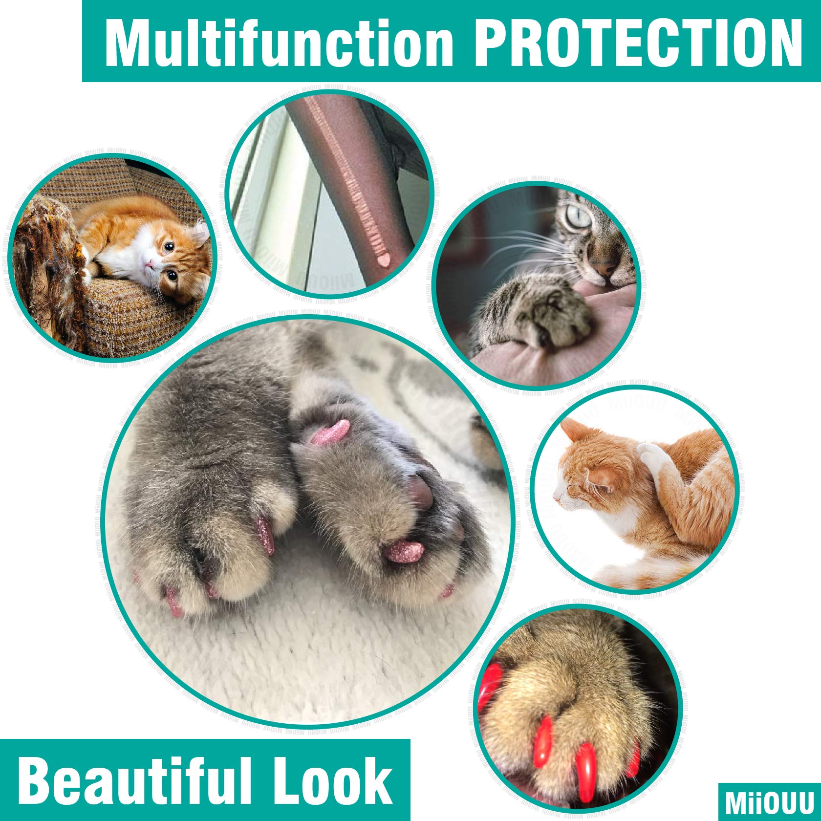 MiiOUU cat nail caps natural-fit-for-nails supports normal claw movement
