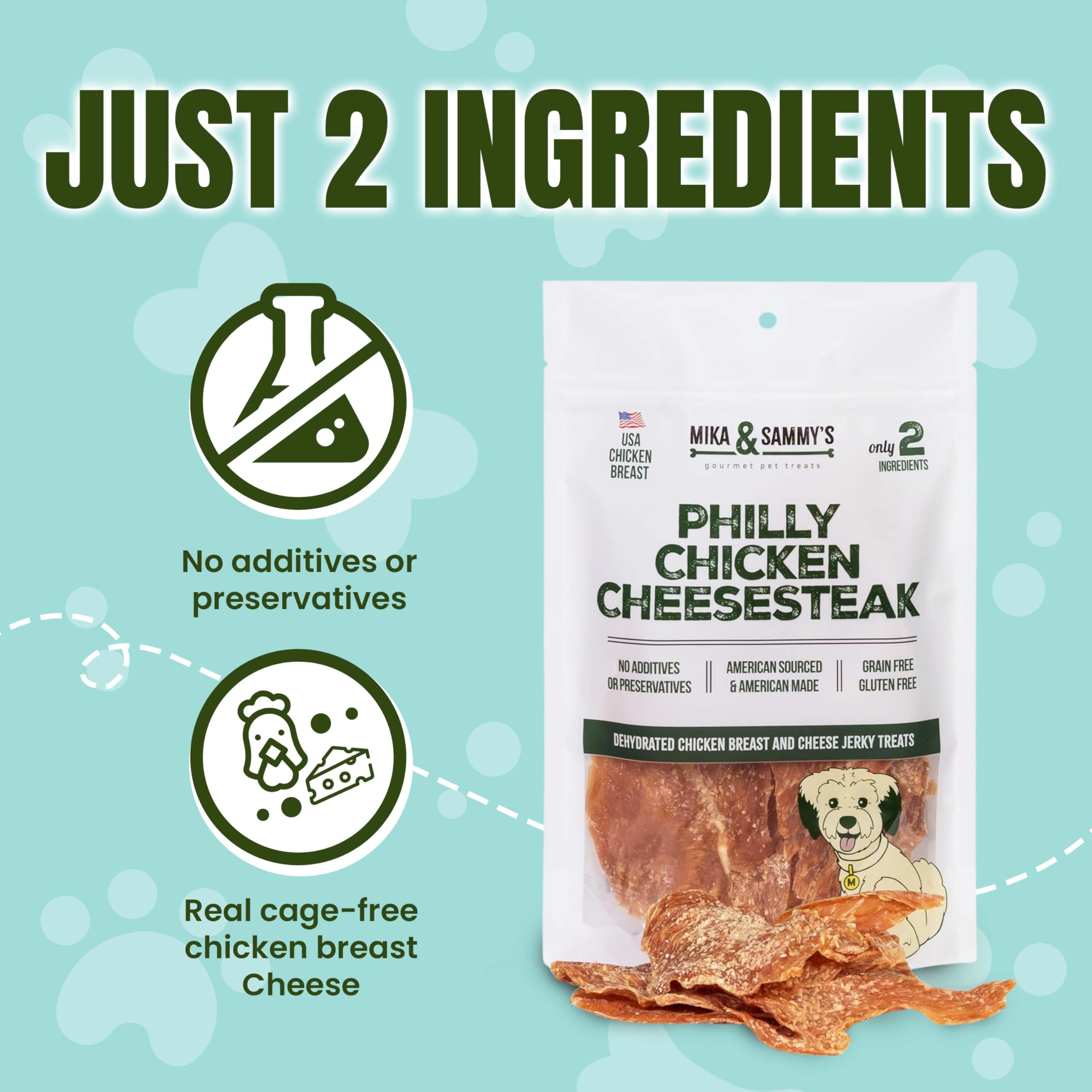 Mika & Sammy's gluten-free label highlights easy digestion.