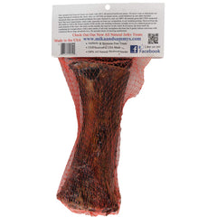 Mika & Sammy's smoked beef marrow bones in action—big dog chew providing stress relief and entertainment.