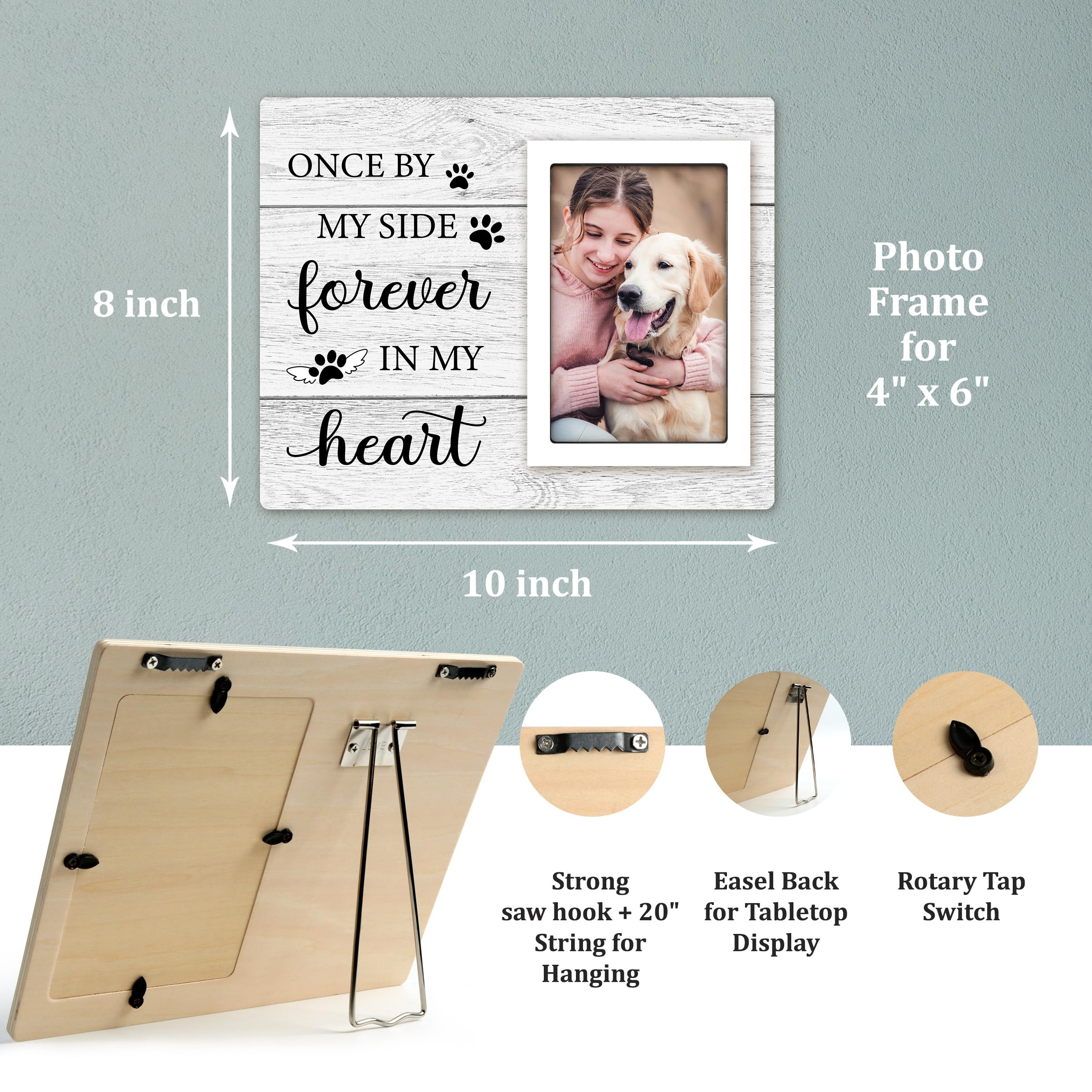 Milcier dog memorial frame closeup with sturdy wood and acrylic