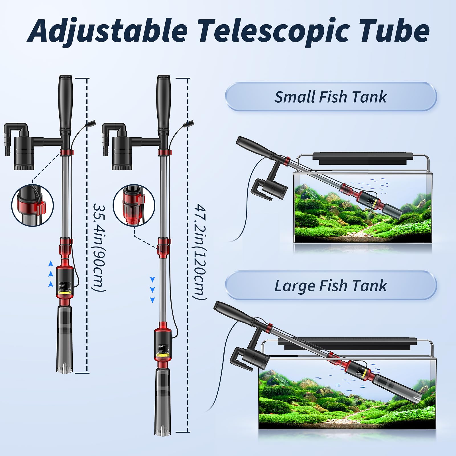 Mildhug fish tank cleaner in use during a water change in a home aquarium