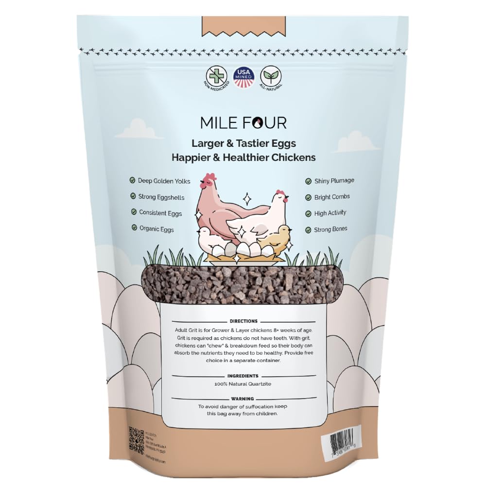 Mile Four grit for layers and growers supports nutrient absorption.