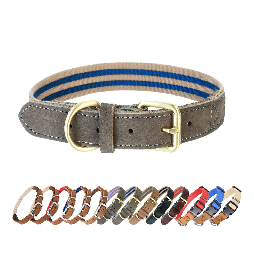 Mile High Life collar size swatch shows neck fit ranges for small to large dogs.