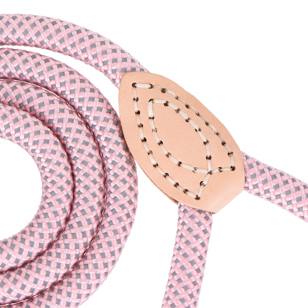 Mile High Life dog rope leash 4 ft pink genuine leather tip adds durability and grip