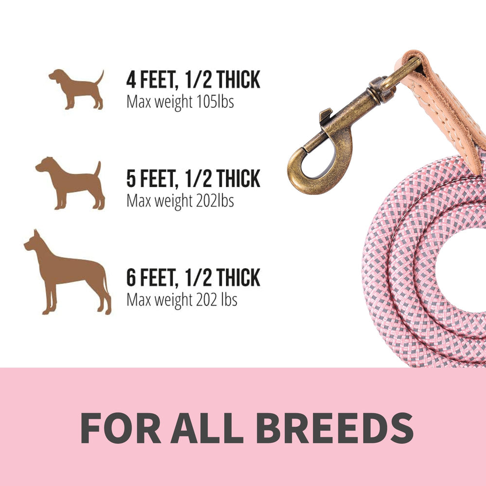 Mile High Life dog rope leash 4 ft pink ideal for urban walks and training