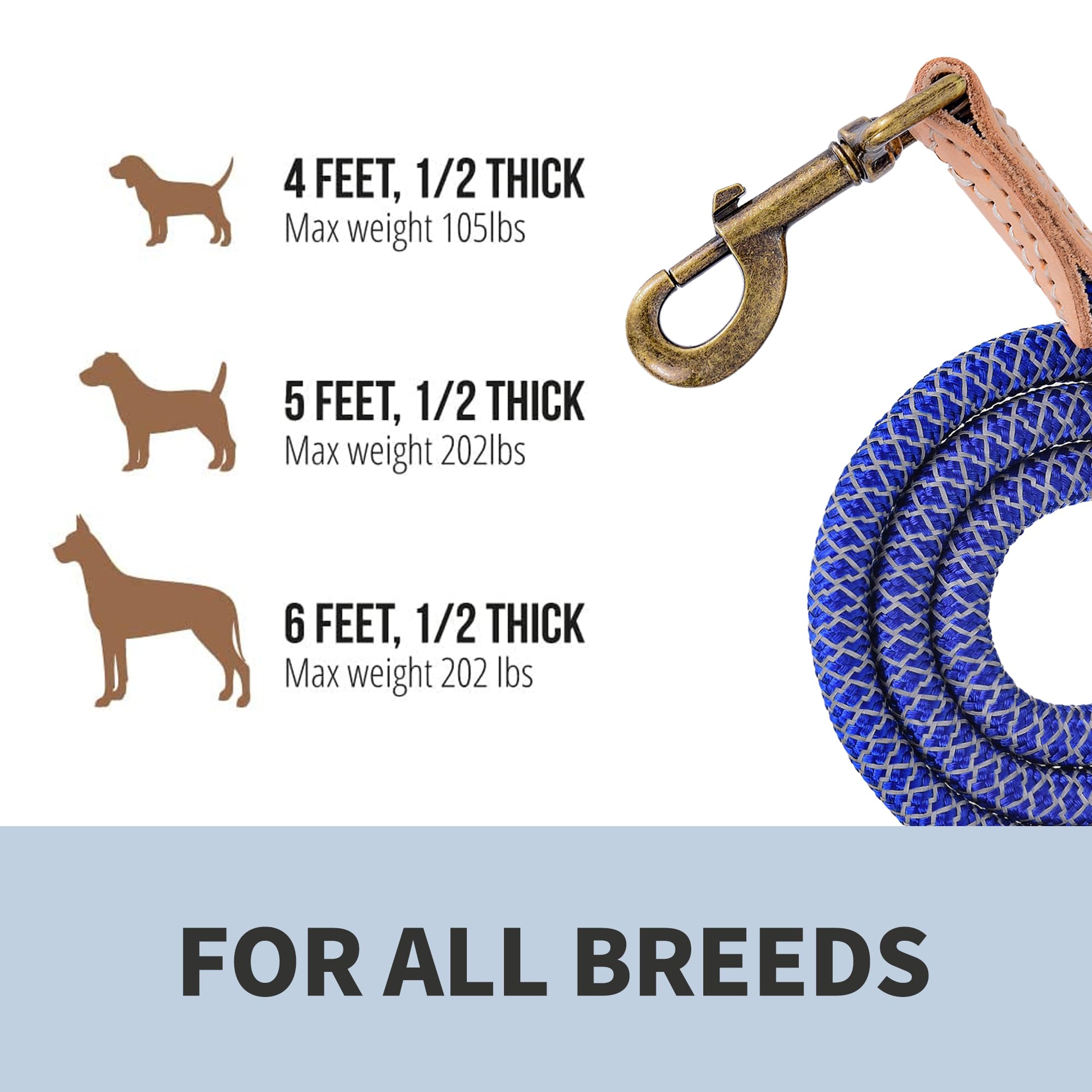 Mile High Life Leash with leather tip for comfortable grip.