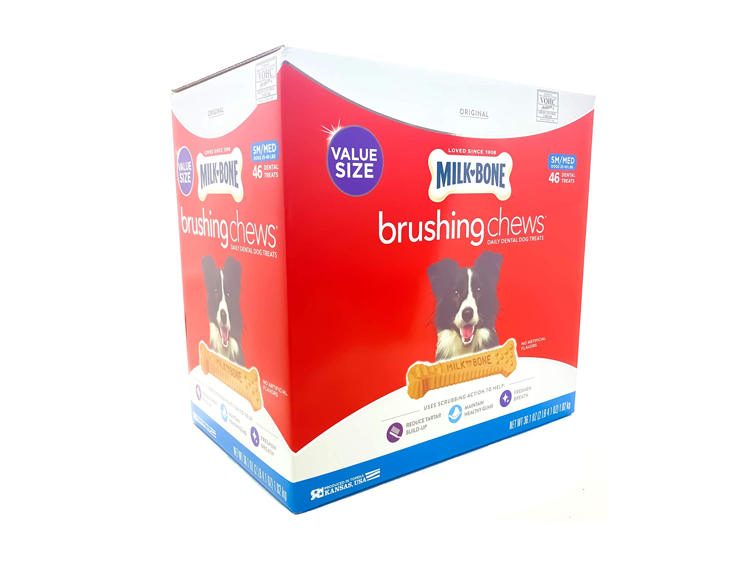 Milk-Bone Brushing Chews treats-like shape shown for enjoyable daily dental care