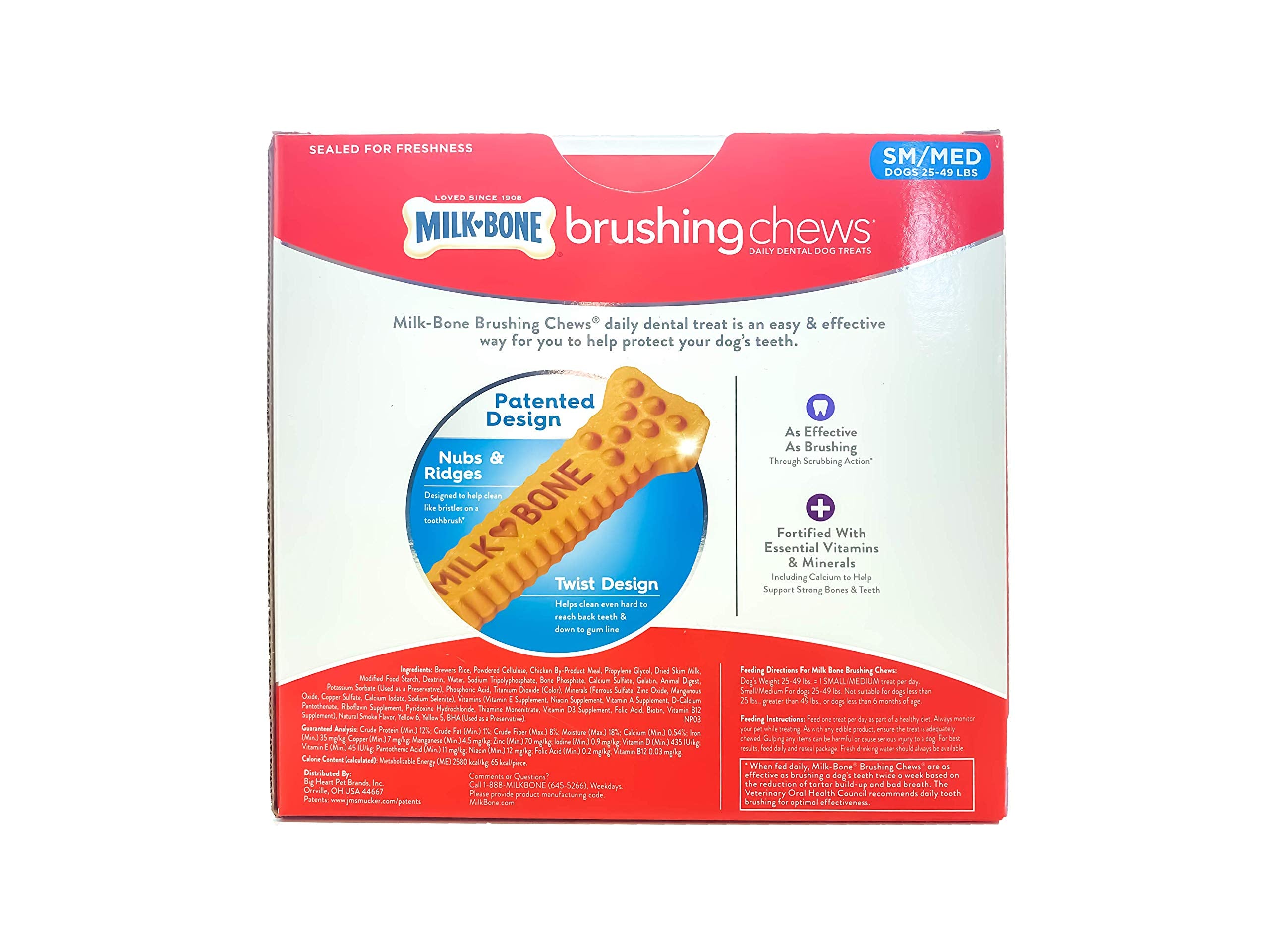 Milk-Bone Brushing Chews twist-bone ridges displayed to promote thorough gum cleaning