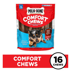Milk-Bone Comfort Chews with real beef emphasizes savory flavor appeal