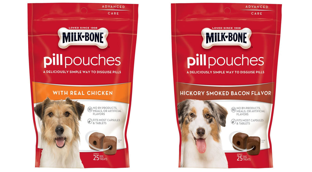 Milk-Bone Pill Pouches with real chicken ease pill time for dogs.
