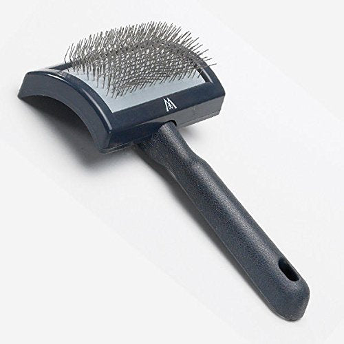 Millers Forge curved slicker brush ergonomic handle enhances comfort during grooming sessions