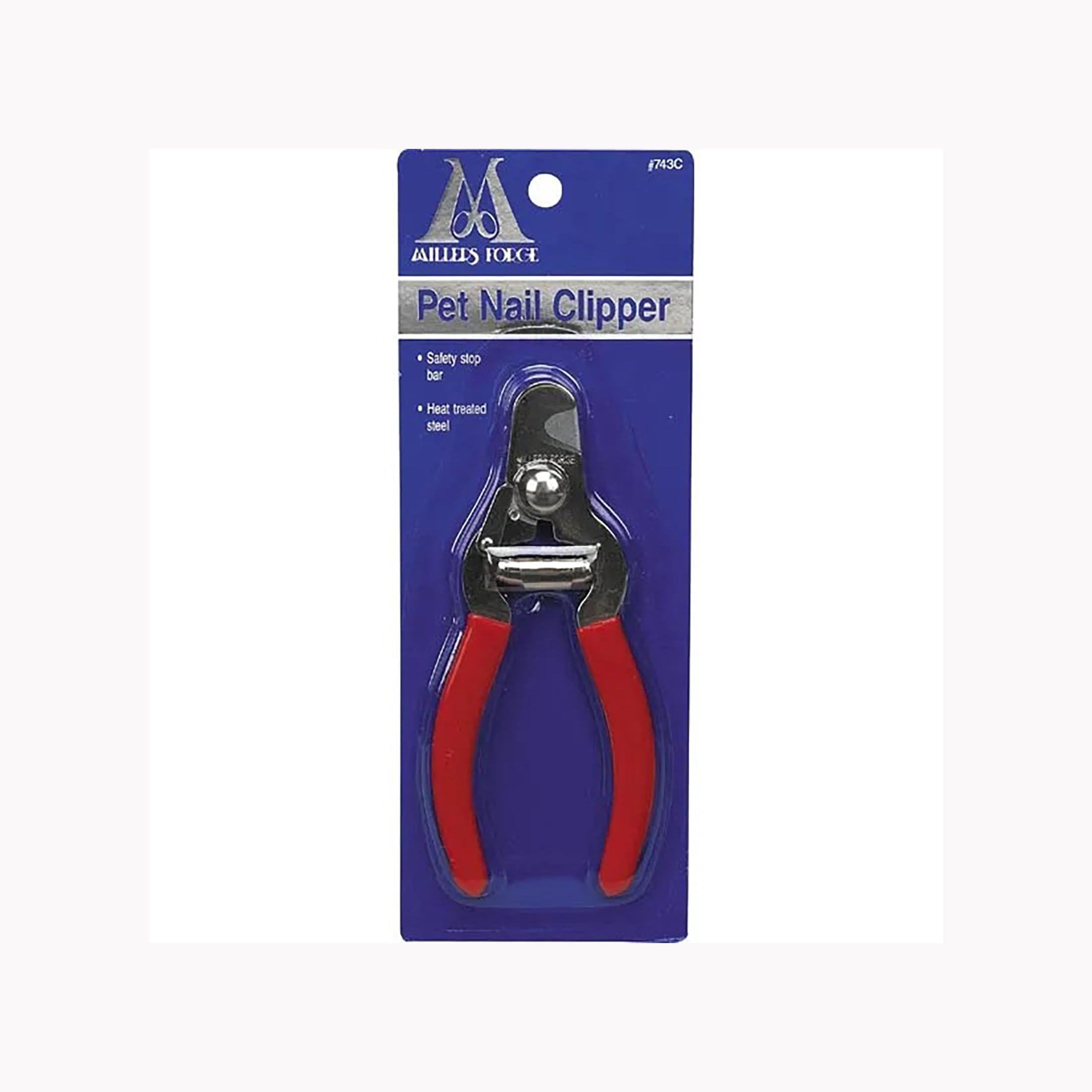 Millers Forge 743C steel pet nail clipper with safety stop bar for trims on small to medium dogs
