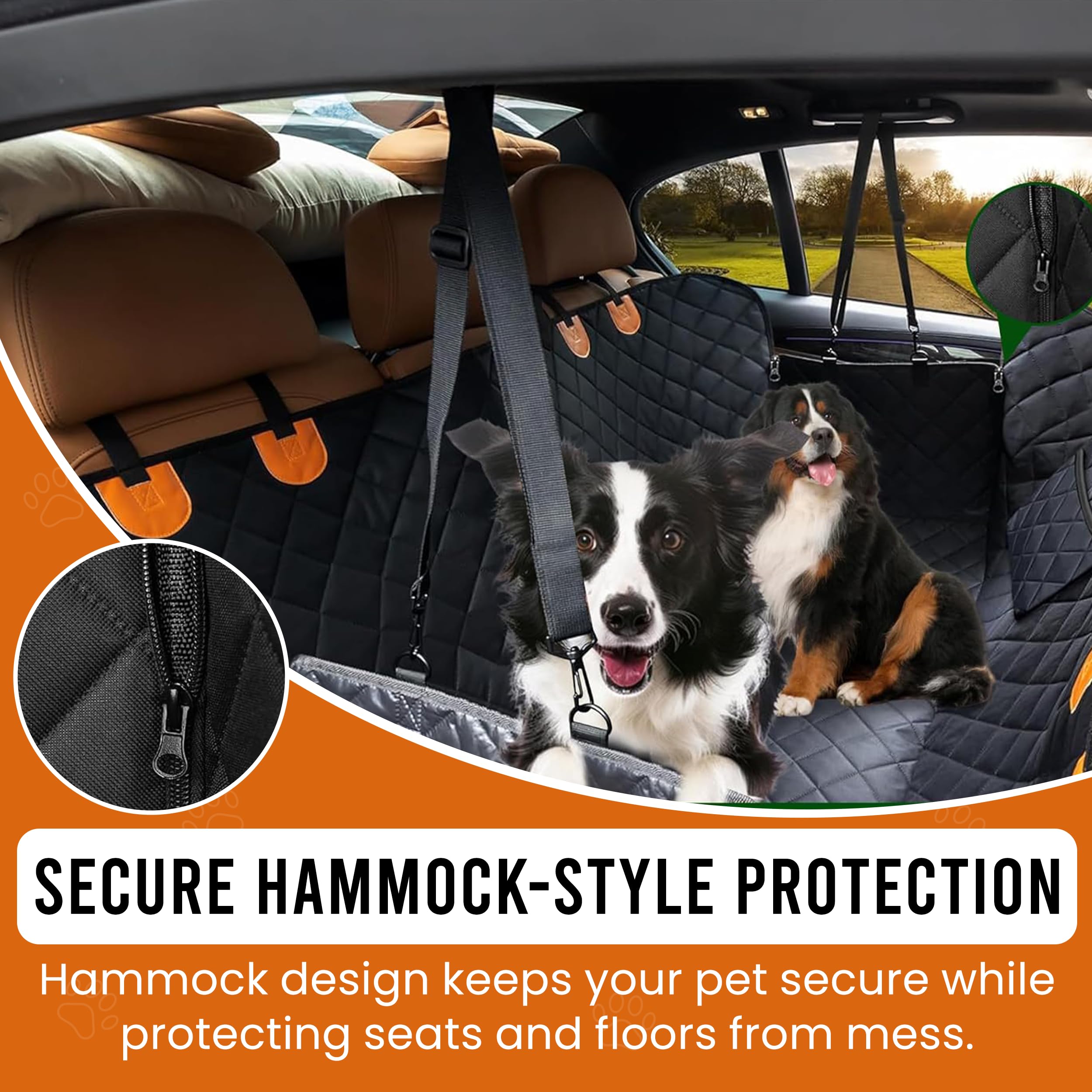 Millies Pet Care dog seat cover built-in pocket keeps toys and treats within reach.