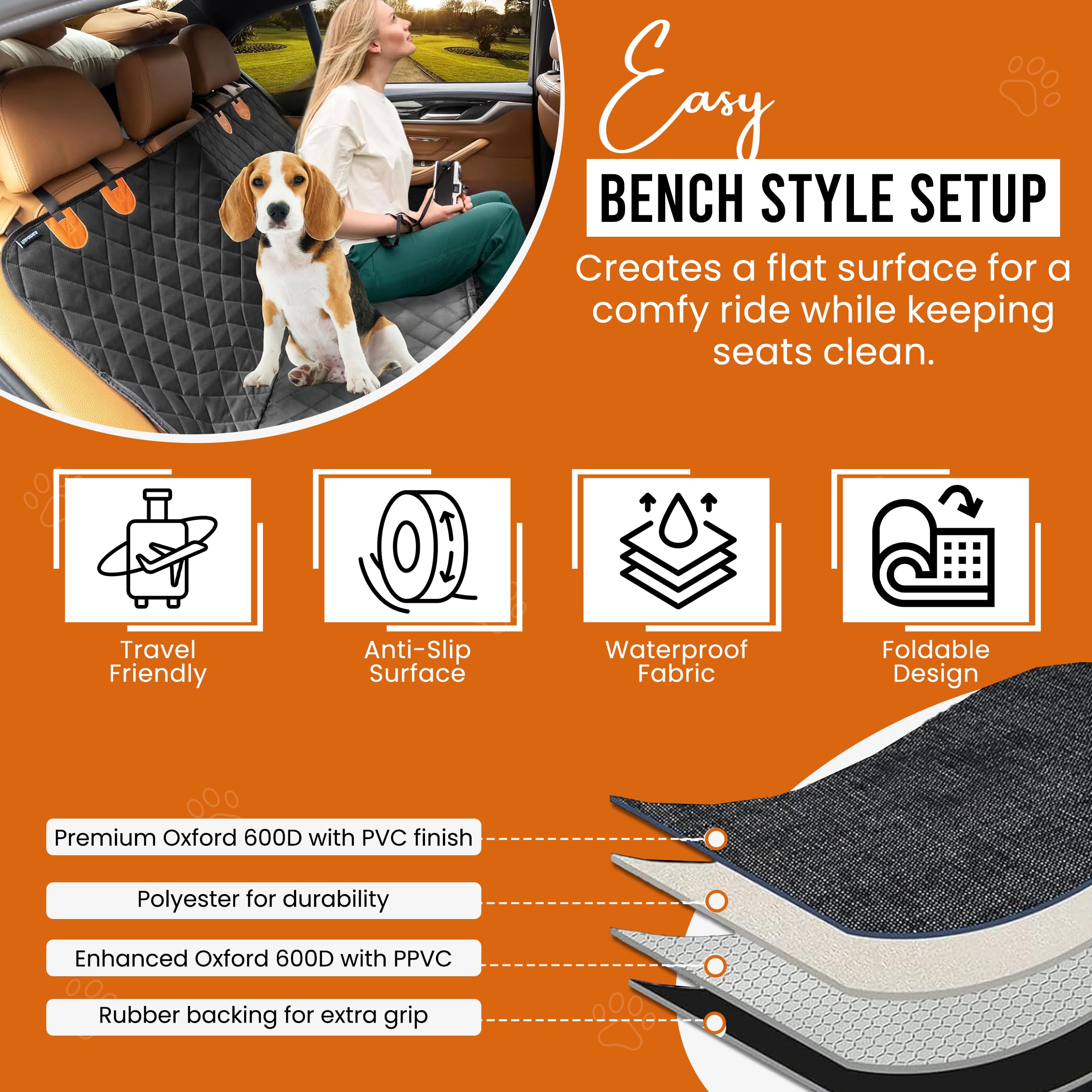 Millies Pet Care dog seat cover quick-install design enables fast setup.