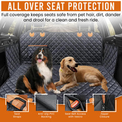 Millies Pet Care dog seat cover side flap protects door panels during adventures.