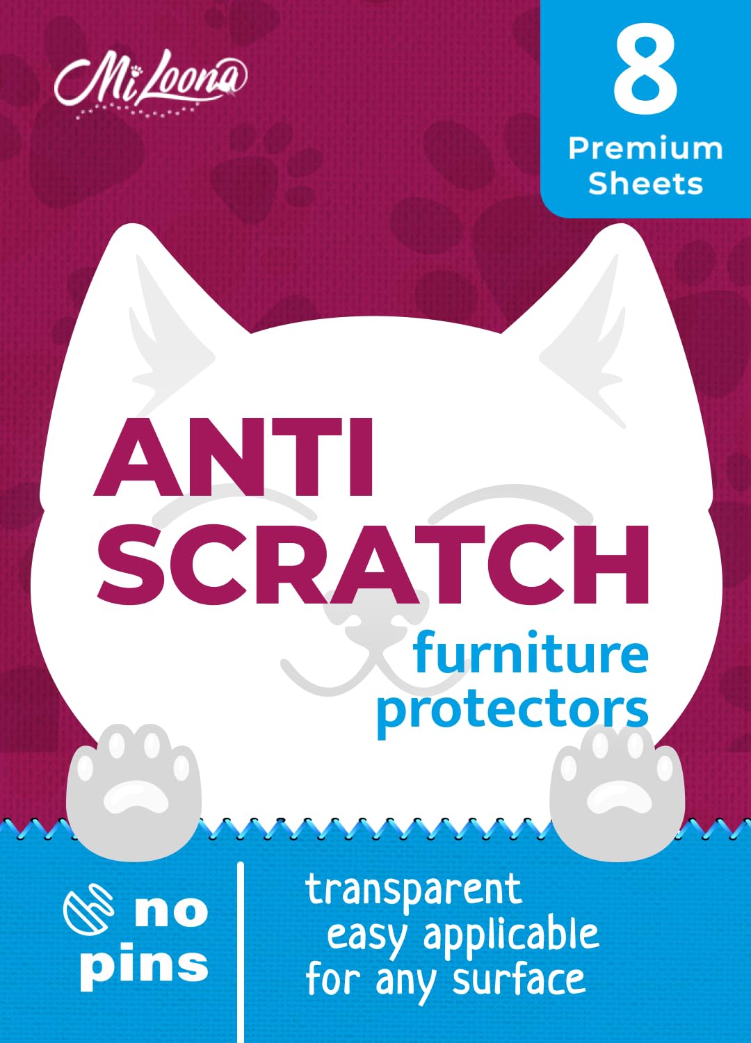 Miloona cat anti-scratch protector on couch edge reduces scratches.